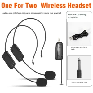 2.4G Wireless Professional Neckband Headset Microphone One For Two UHF Wireless Headset Business Laptop Conference Microphone