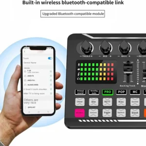 F998 Live Sound Card Audio Interface with DJ Mixer Effects and Bluetooth