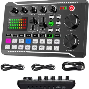 F998 Live Sound Card Audio Interface with DJ Mixer Effects and Bluetooth