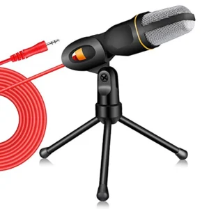 Microphone with Mic Stand, Professional 3.5mm Jack Recording Condenser Microphone Compatible with PC, Laptop, Singing and Gaming