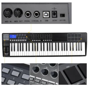 WORLDE PANDA61 Portable 61-Key USB MIDI Keyboard Controller 8 RGB Colorful Backlit Trigger Pads