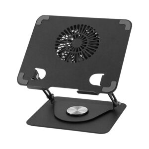 Laptop Cooling Stand with 3 Speed Fan, Adjustable Height Laptop Stand for Desk, Laptop Cooling Pad for 10-15” Notebook
