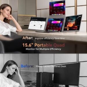 14″ Laptop Screen Extender, Quad Monitor for 12″-17.3″ Wins/Mac